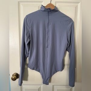 SKIMS Fits Everybody Long Sleeve Zip Front Bodysuit